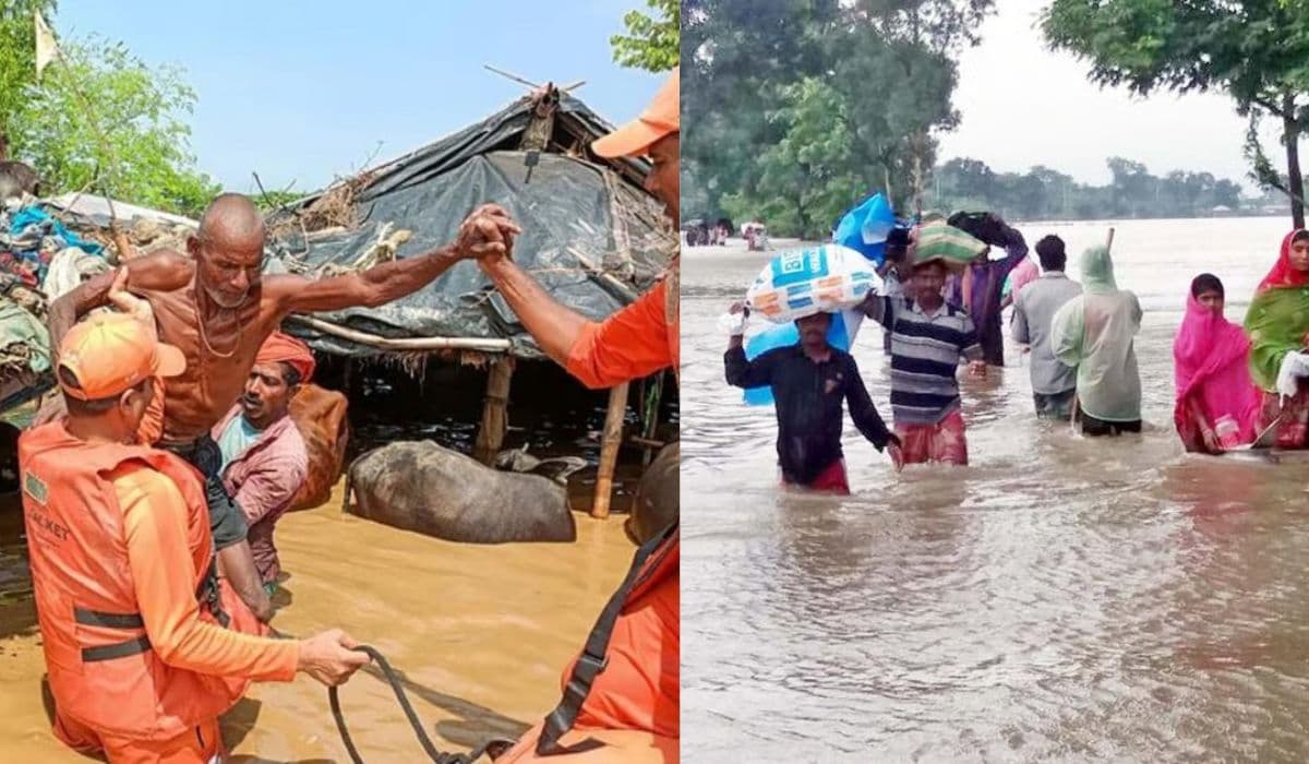 Bihar Flood: बिहार में बाढ़ का कहर, 8 लोग जिंदा बहे, 16 जिलों की 10 लाख आबादी प्रभावित