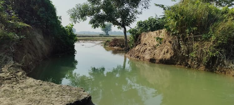 बांध टूटने से दर्जनों एकड़ फसल जलमग्न