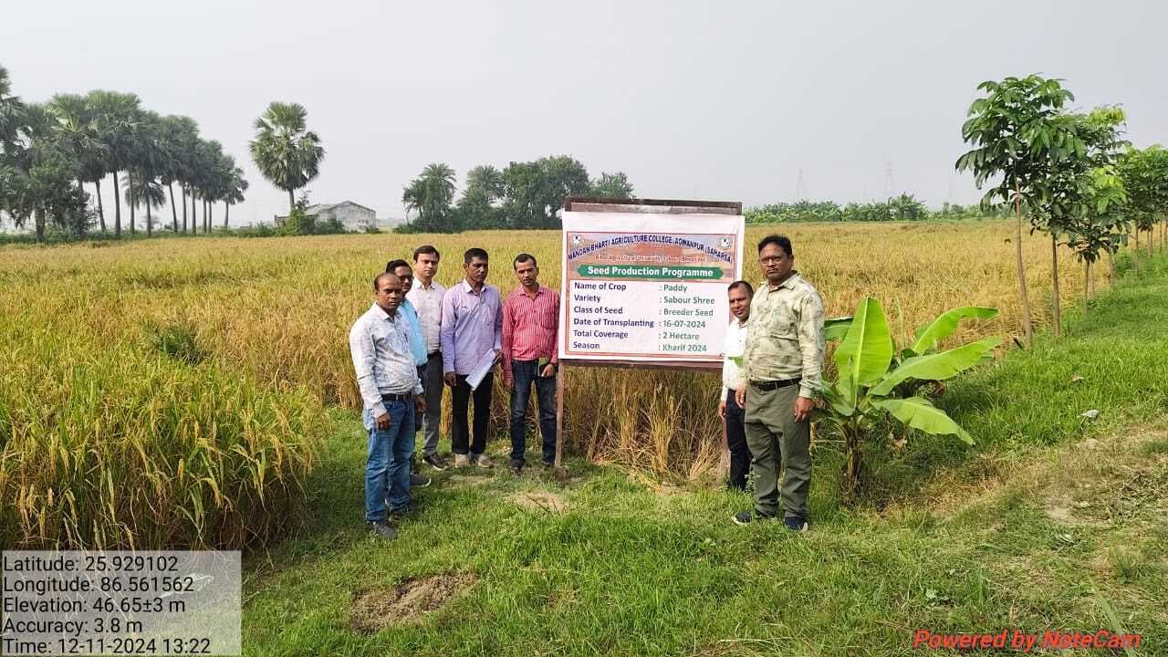 वैज्ञानिकों की टीम ने विभिन्न प्रजातियों के लगे धान के खेतों का किया निरीक्षण