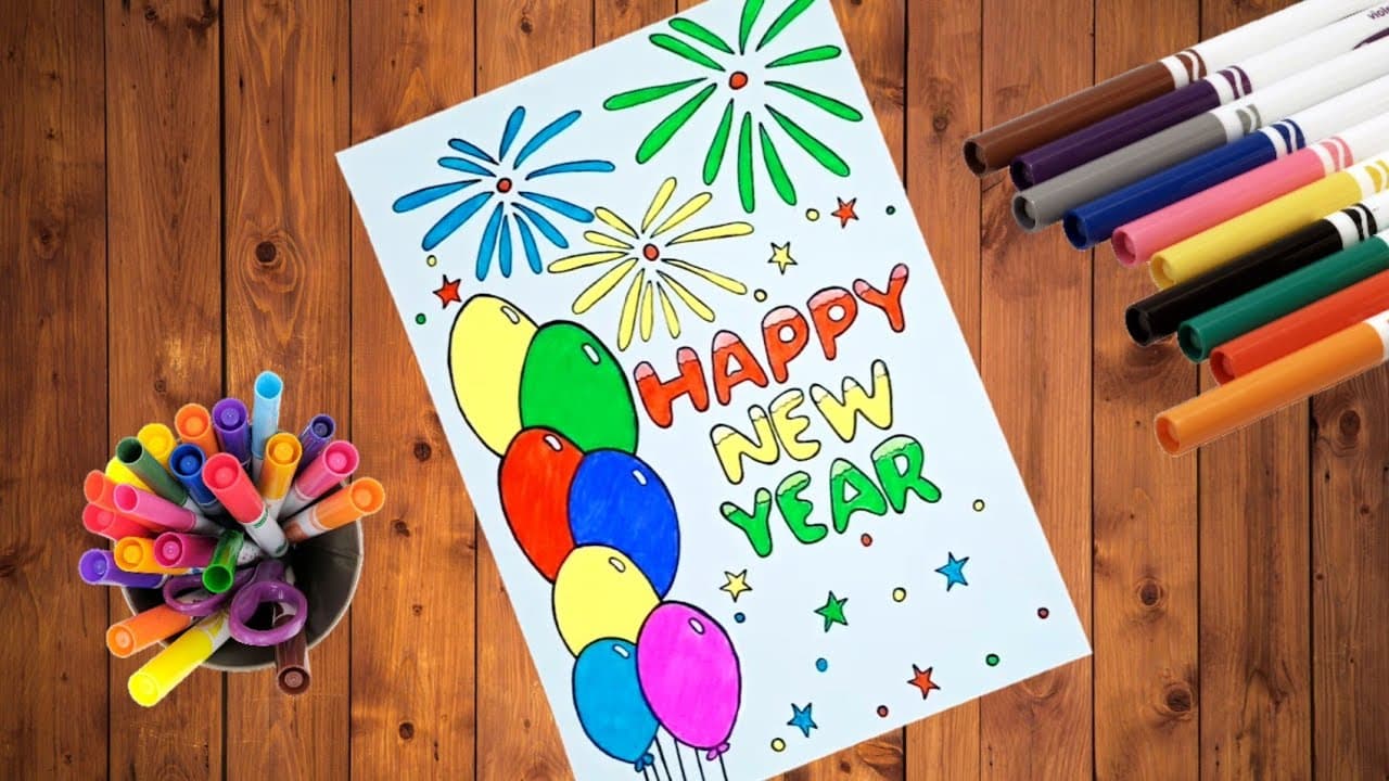 Happy New Year Drawing Ideas : स्कूल बोर्ड् और ग्रीटिंग कार्ड पर कीजिए ये 5 नए अंदाज में ड्रॉइंग