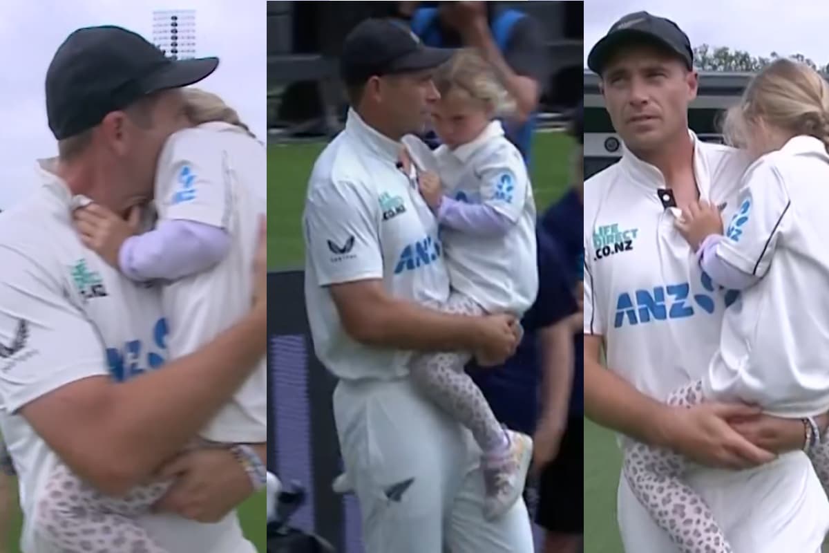 NZ vs ENG: गोद में बेटी, आंखों में आंसू, आखिरी टेस्ट में टीम साउदी का इमोशनल रूप, VIDEO