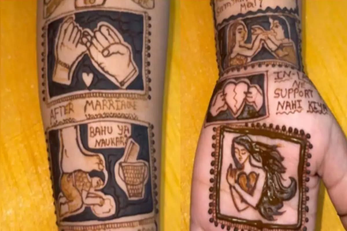 Divorce Mehndi Design: महिला ने मेहंदी डिजाइन से बतायी शादी से लेकर तलाक तक की कहानी, वायरल हो रहा VIDEO