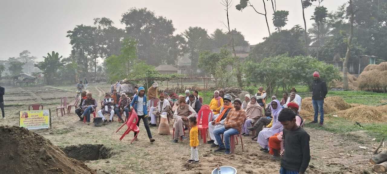 हनुमान मंदिर निर्माण को लेकर किया गया भूमि पूजन