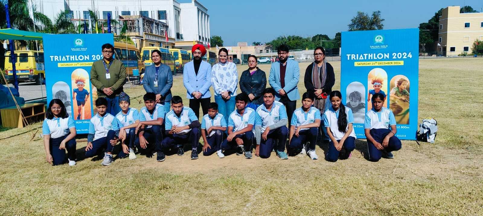 Triathlon: सलूजा गोल्ड इंटरनेशनल स्कूल में ट्रायथलॉन प्रतियोगिता का आयोजन