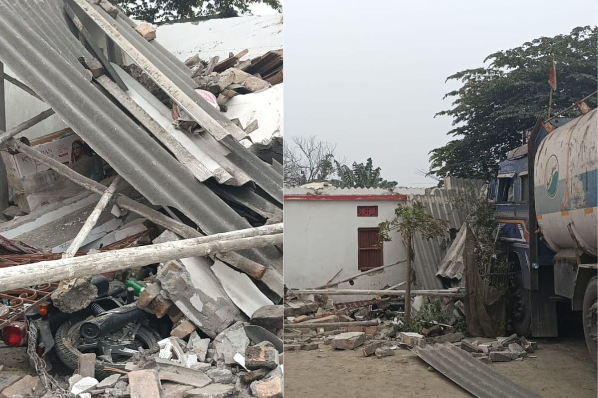 छपरा रोड पर पिकअप से टक्कर के बाद मकान में घुसा टैंकर, मलबे में दब गया पूरा परिवार