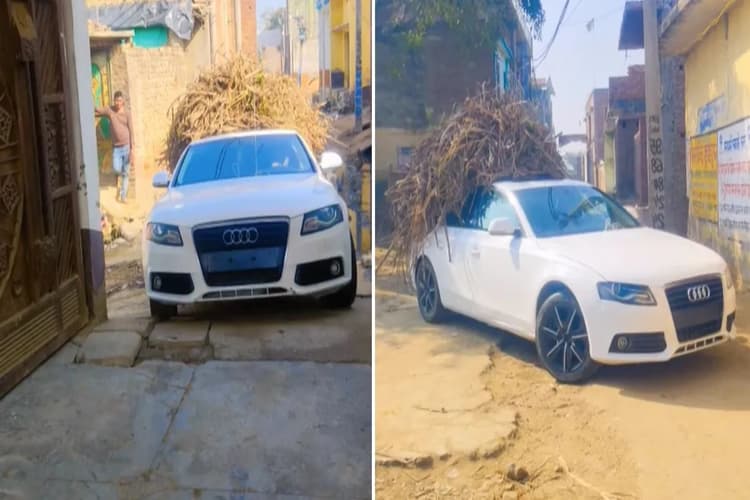 WATCH: ऑडी कार पर खेत से लकड़ी लादकर ला रहा बंदा, वीडियो देख लोग बोले- भारत बदल रहा है