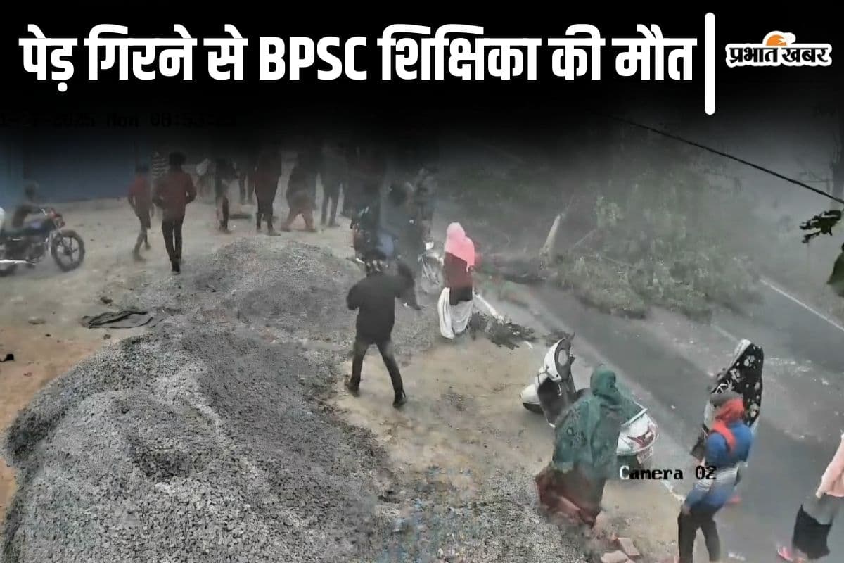 स्कूल जा रही BPSC शिक्षिका की पेड़ गिरने से मौत, हादसे का लाइव वीडियो देखिए
