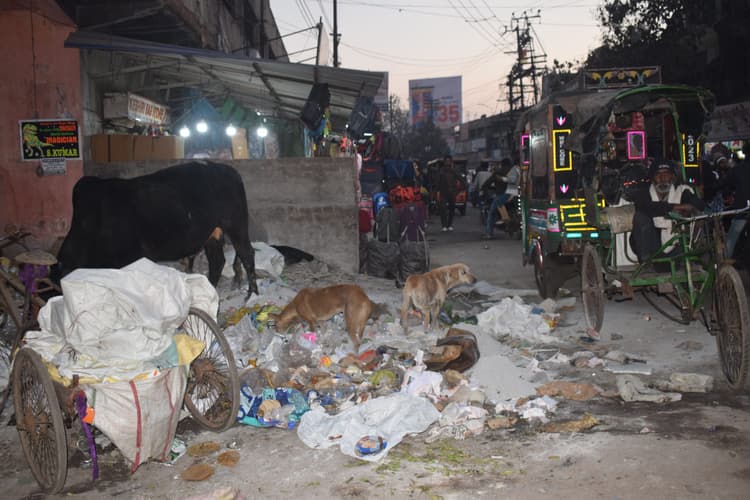 Dhanbad News:कूड़ेदानों में गंदगी का अंबार, राहगीर परेशान