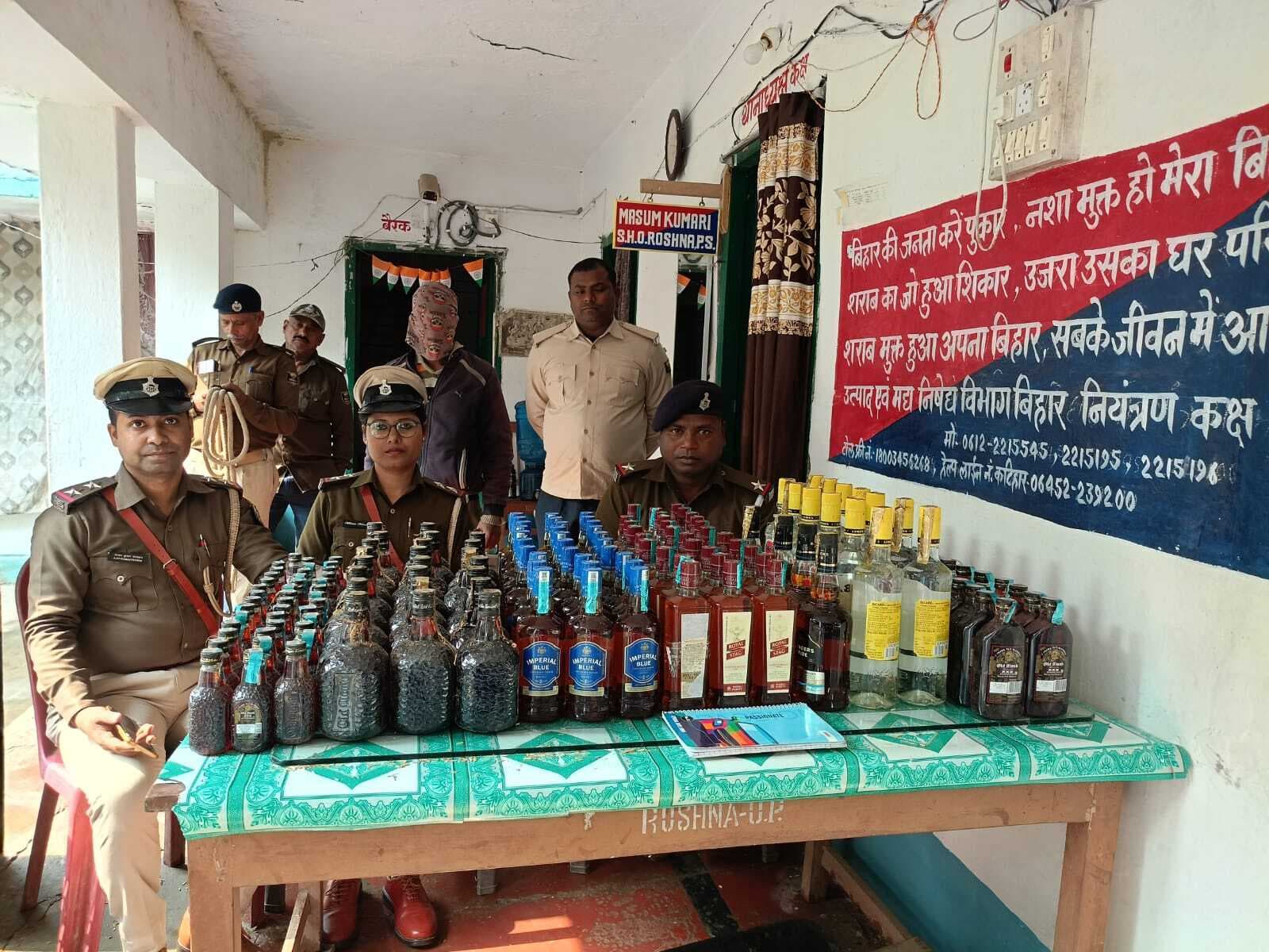 67.38 लीटर विदेशी शराब के साथ एक तस्कर गिरफ्तार