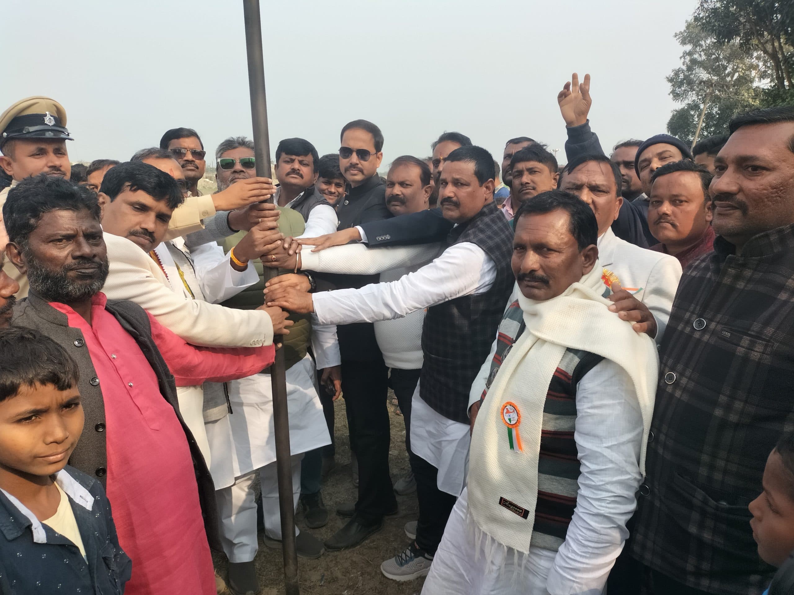 महर्षि मेंही किशोरी यादव महाविद्यालय के मैदान में क्रिकेट अकादमी को लेकर रखी गई नींव