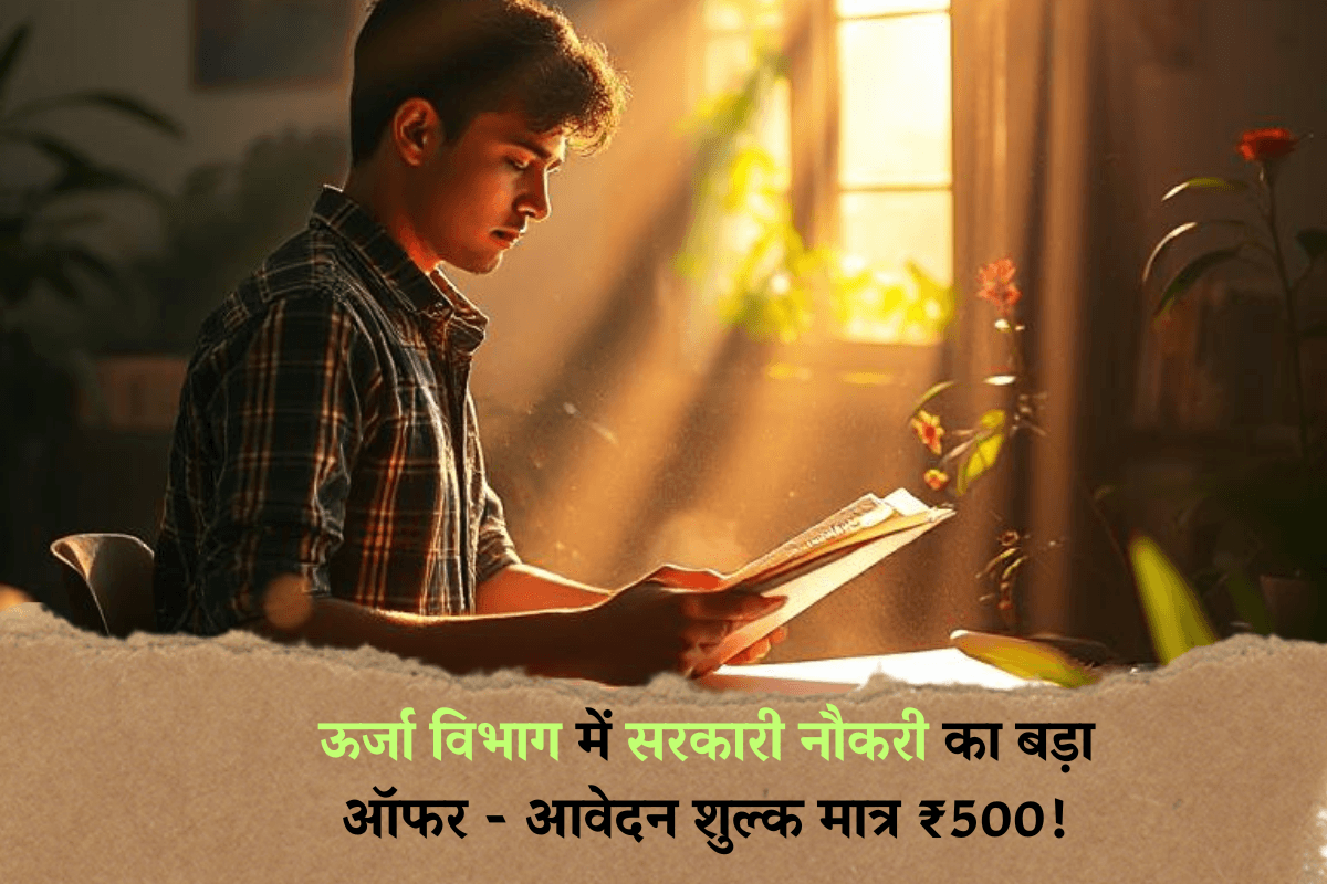 Sarkari Naukri: ऊर्जा विभाग में सरकारी नौकरी का बड़ा ऑफर – आवेदन शुल्क मात्र ₹500! जल्द करें आवेदन