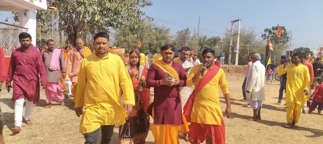 गणेश व कार्तिक मंदिर प्राण प्रतिष्ठा को लेकर निकाली गयी कलश शोभा यात्रा