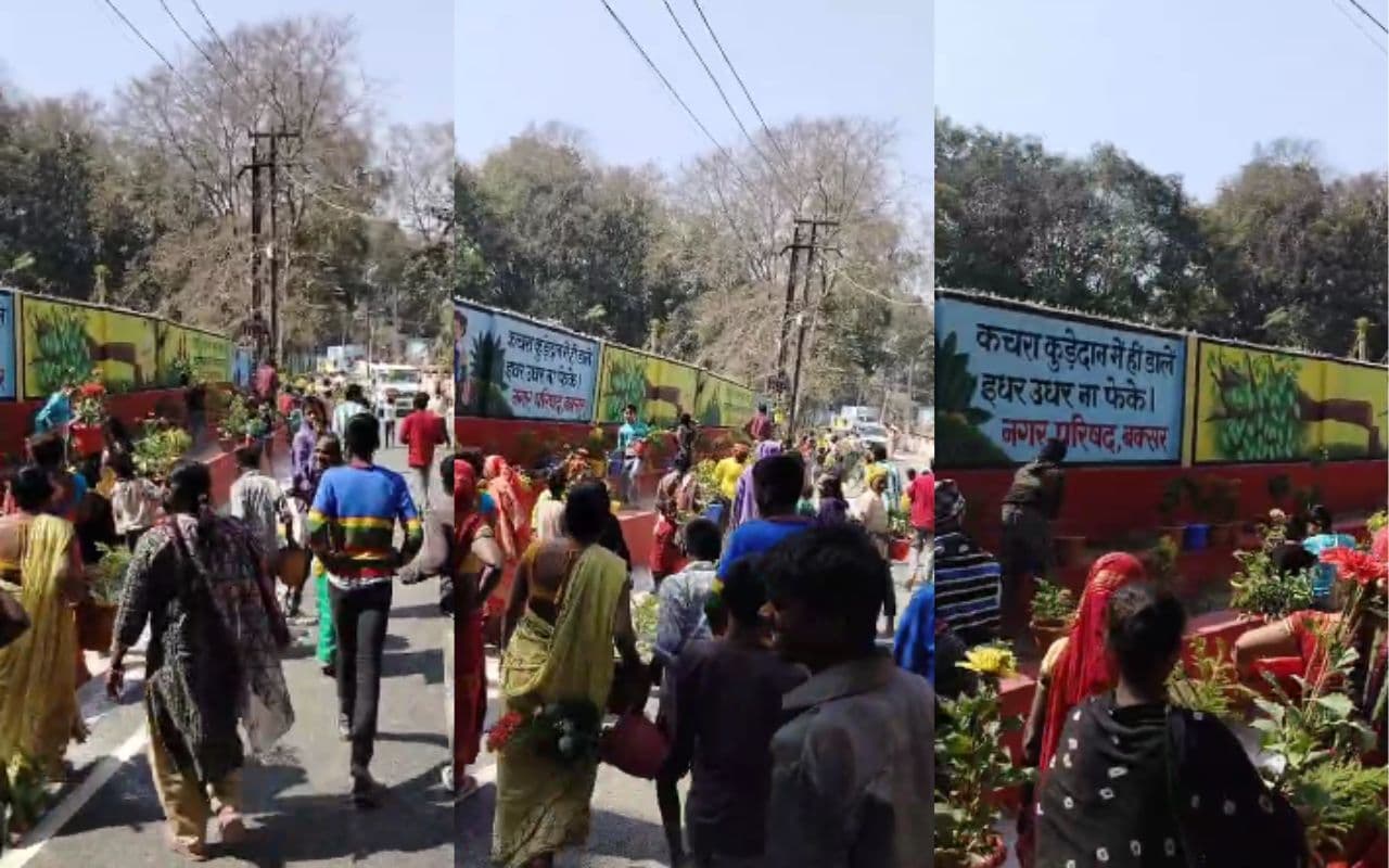Video: सीएम नीतीश के जाते ही बक्सर में फूल-गमले लूटने की मची होड़, प्रगति यात्रा के दौरान दिखा अजब नजारा...