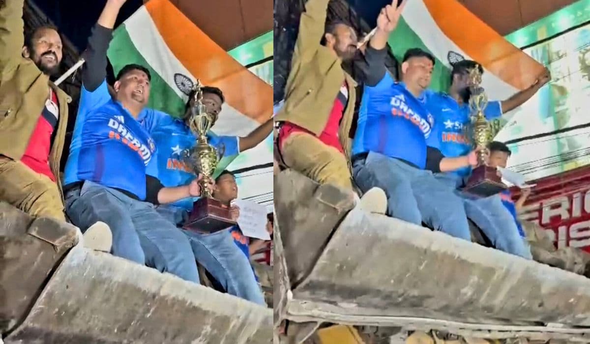 Viral Video: पटना में भारत की जीत का अनोखा जश्न, जेसीबी पर चढ़कर गूंजे 'इंडिया-इंडिया' के नारे