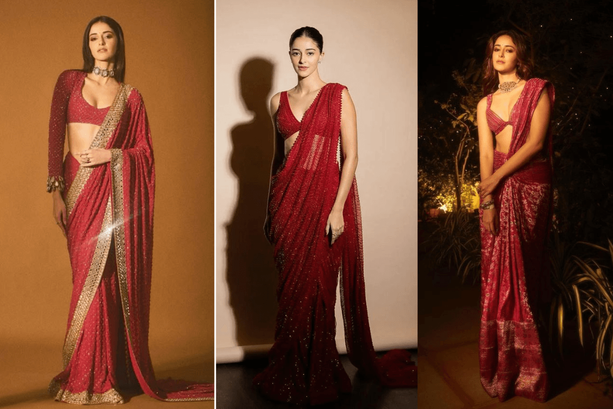 Ananya Pandey Red Saree Look: स्लिम फिगर पर ट्राई करें अनन्या पांडे के ये लेटेस्ट रेड साड़ी डिजाइन
