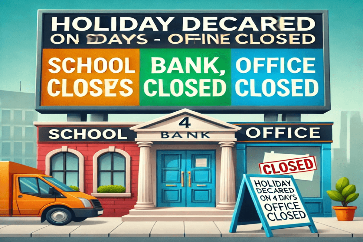Public Holiday: 4 दिन की छुट्टी, स्कूल-बैंक और सरकारी ऑफिस बंद, जानें कारण