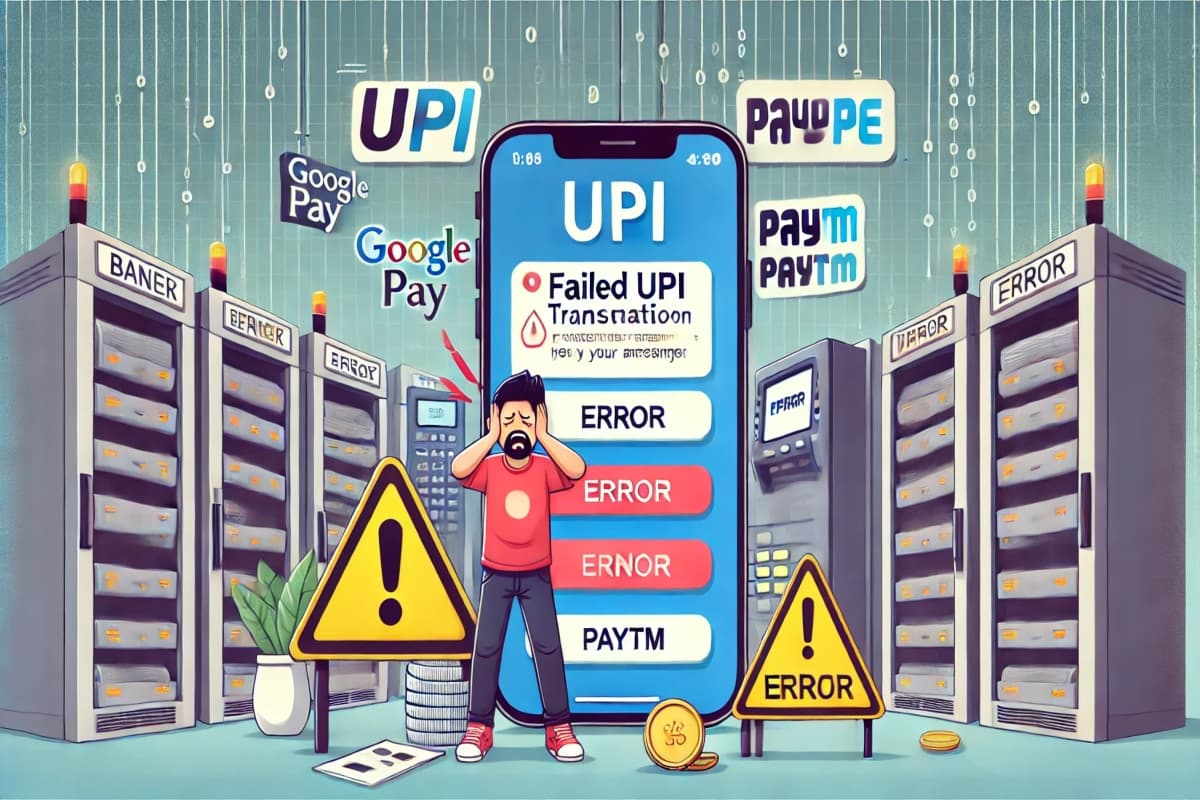 UPI transaction fails on a mobile phone