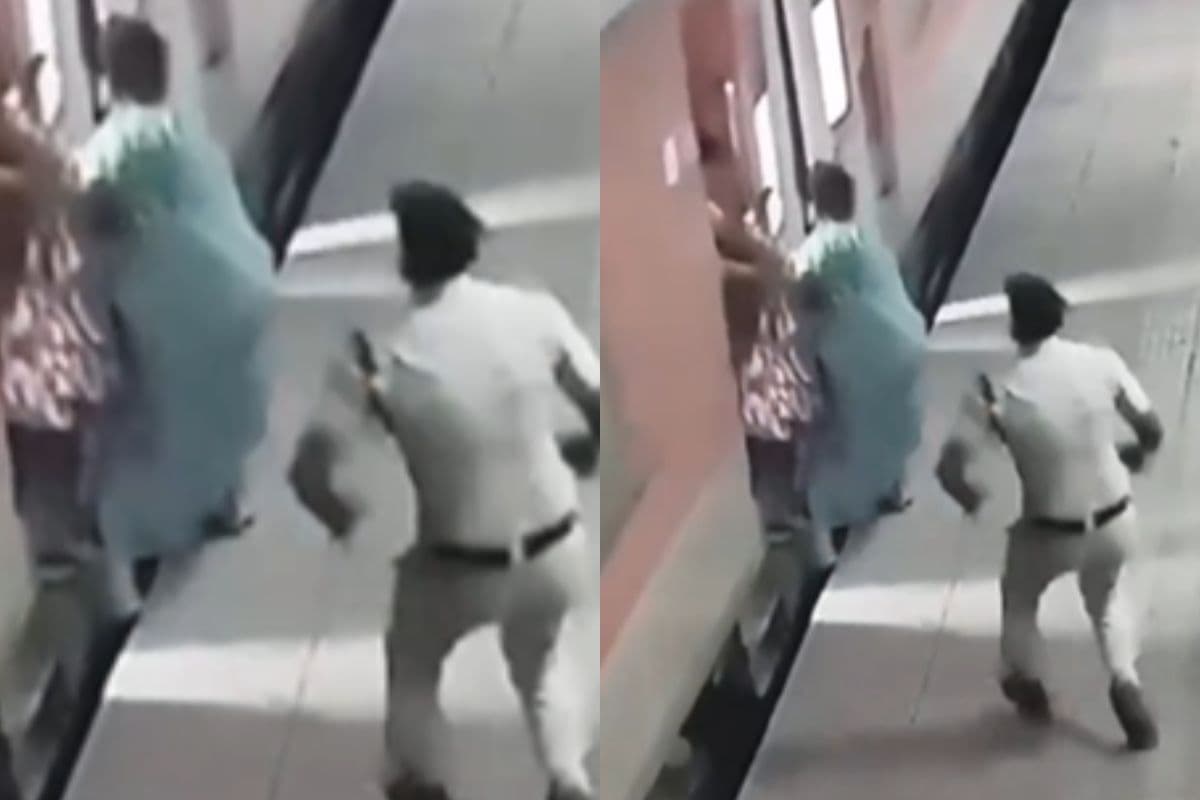 महिला के लिए भगवान बना पुलिस, चलती ट्रेन से गिरने से बचाया, वीडियो वायरल