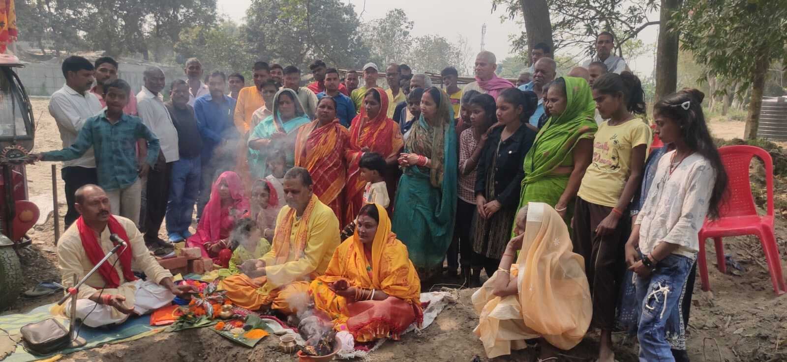 श्रीमद्भागवत कथा को लेकर किया भूमि पूजन