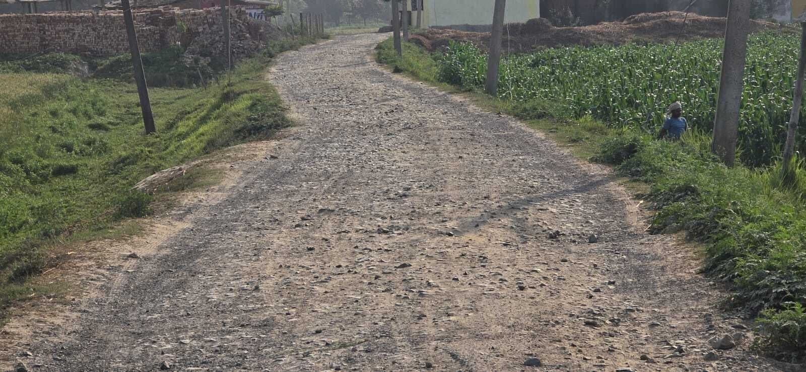 रिपेयर होने के एक सप्ताह बाद ही सड़क से निकलने लगी गिट्टी