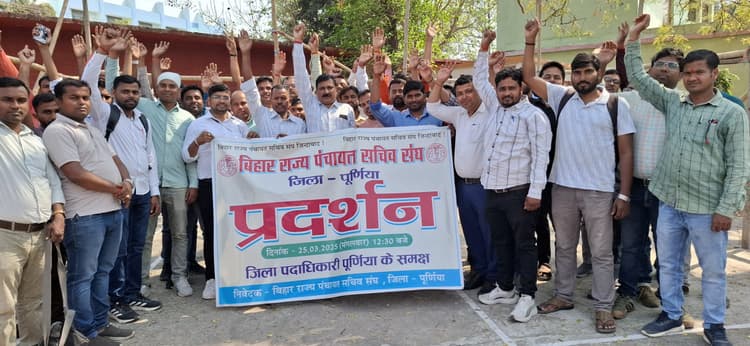 मांगों के समर्थन में पंचायत सचिव संघ का धरना, डीएम कौ सौंपा ज्ञापन