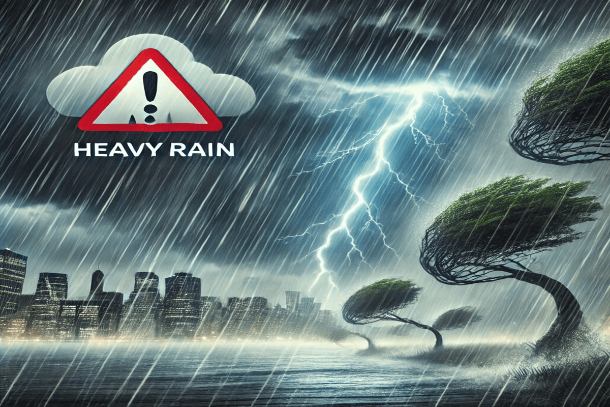 AI Image heavy rain alert AI Image heavy rain alert
