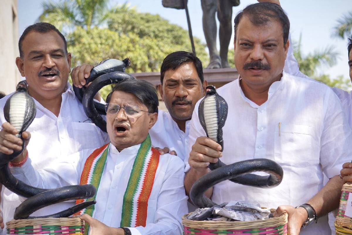 Watch Video : टोकरी में सांप लेकर विधानसभा पहुंचे कांग्रेस विधायक