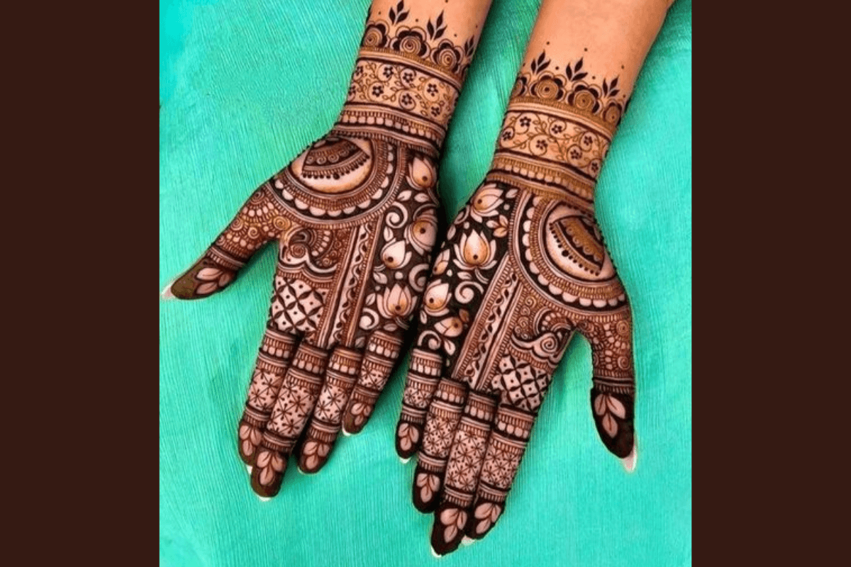 Modern Lotus Flower Mehndi Design
