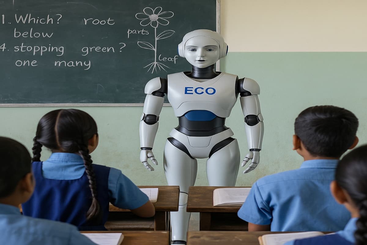देश में पहली AI टीचर की एंट्री! सरकारी स्कूल में बच्चों को पढ़ा रही 'ईको'