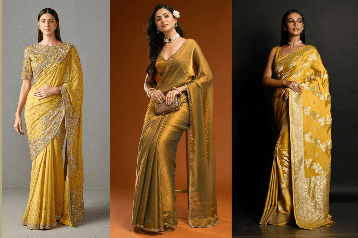 Golden Yellow Saree for Akshaya Tritiya Golden Yellow Saree for Akshaya Tritiya