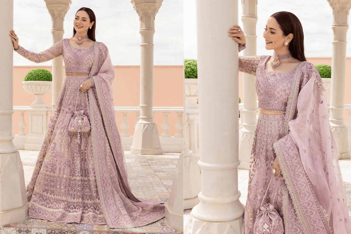 Hania Amir Purple Heavy Embroidered Lehenga