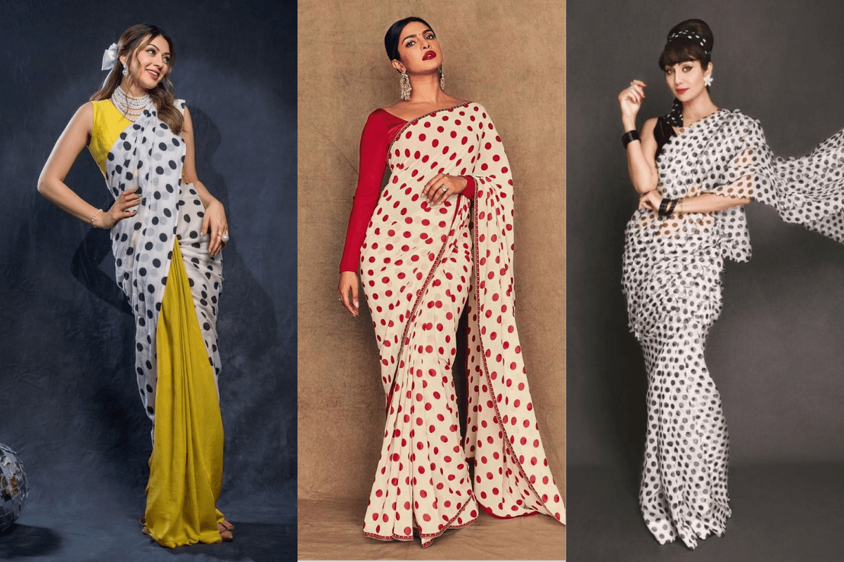 Polka Dot Saree Designs: स्टाइल में जोड़ें रेट्रो का तड़का- बॉलीवुड से इंस्पायर्ड पोल्का डॉट साड़ी डिजाइन्स