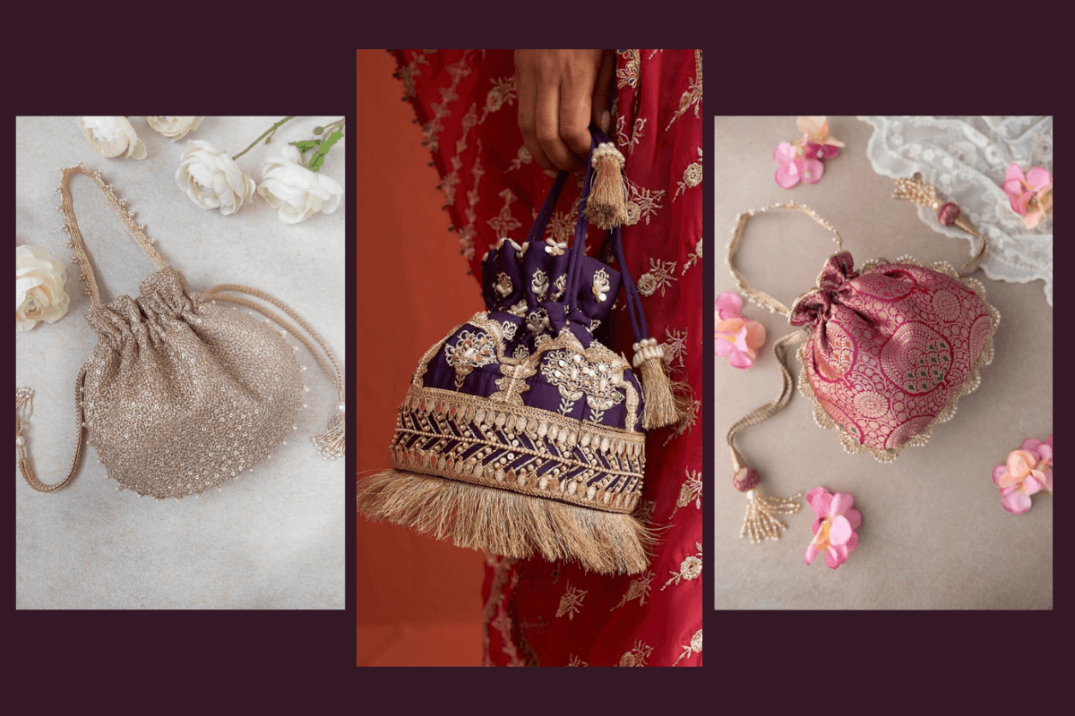 Designer Potli Bag: वेडिंग लुक को और भी रिच और क्लासी बनाएं स्टाइल करें डिजाइनर पोटली बैग