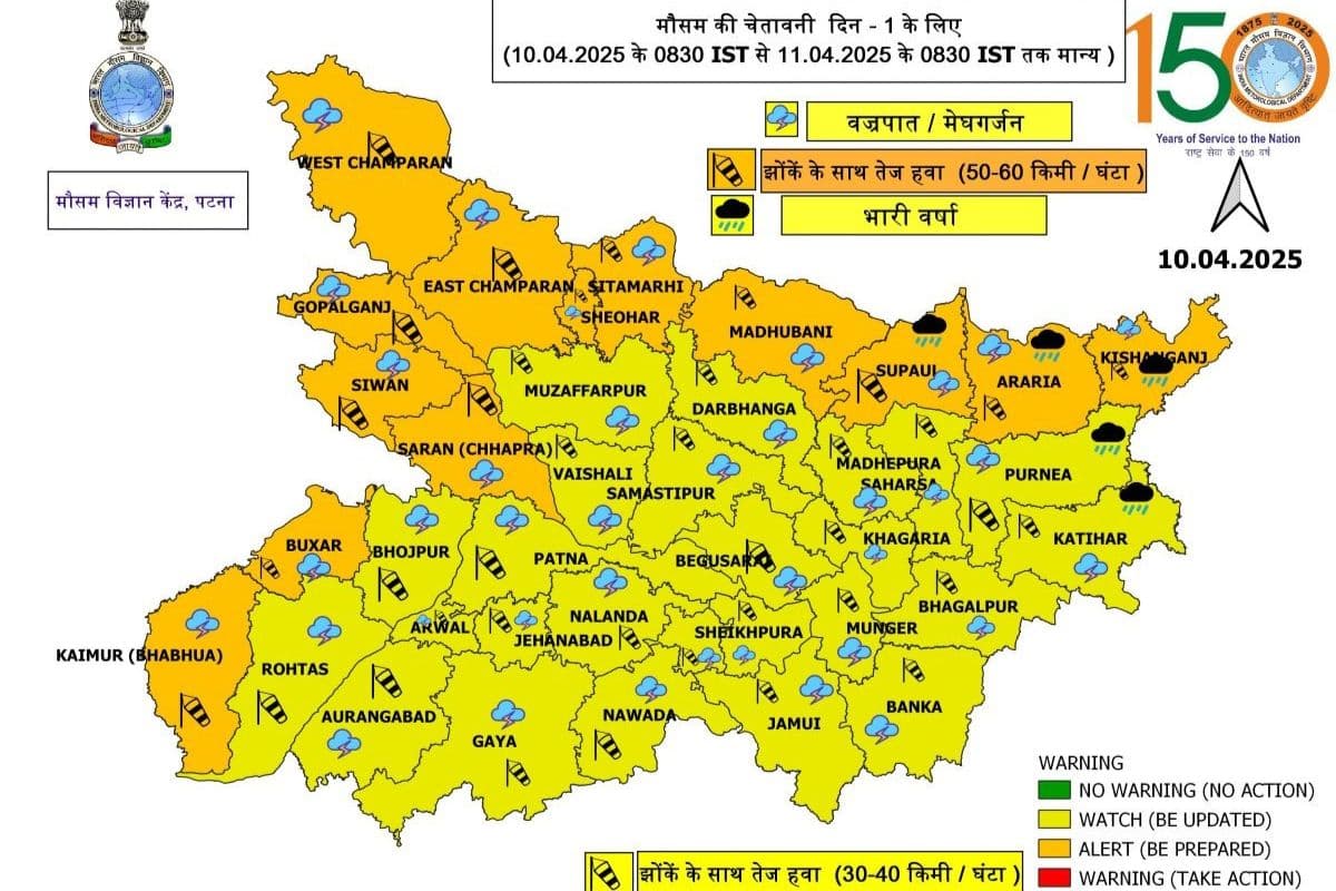 आपदा प्रबंधन विभाग द्वारा जारी किया गया अलर्ट 