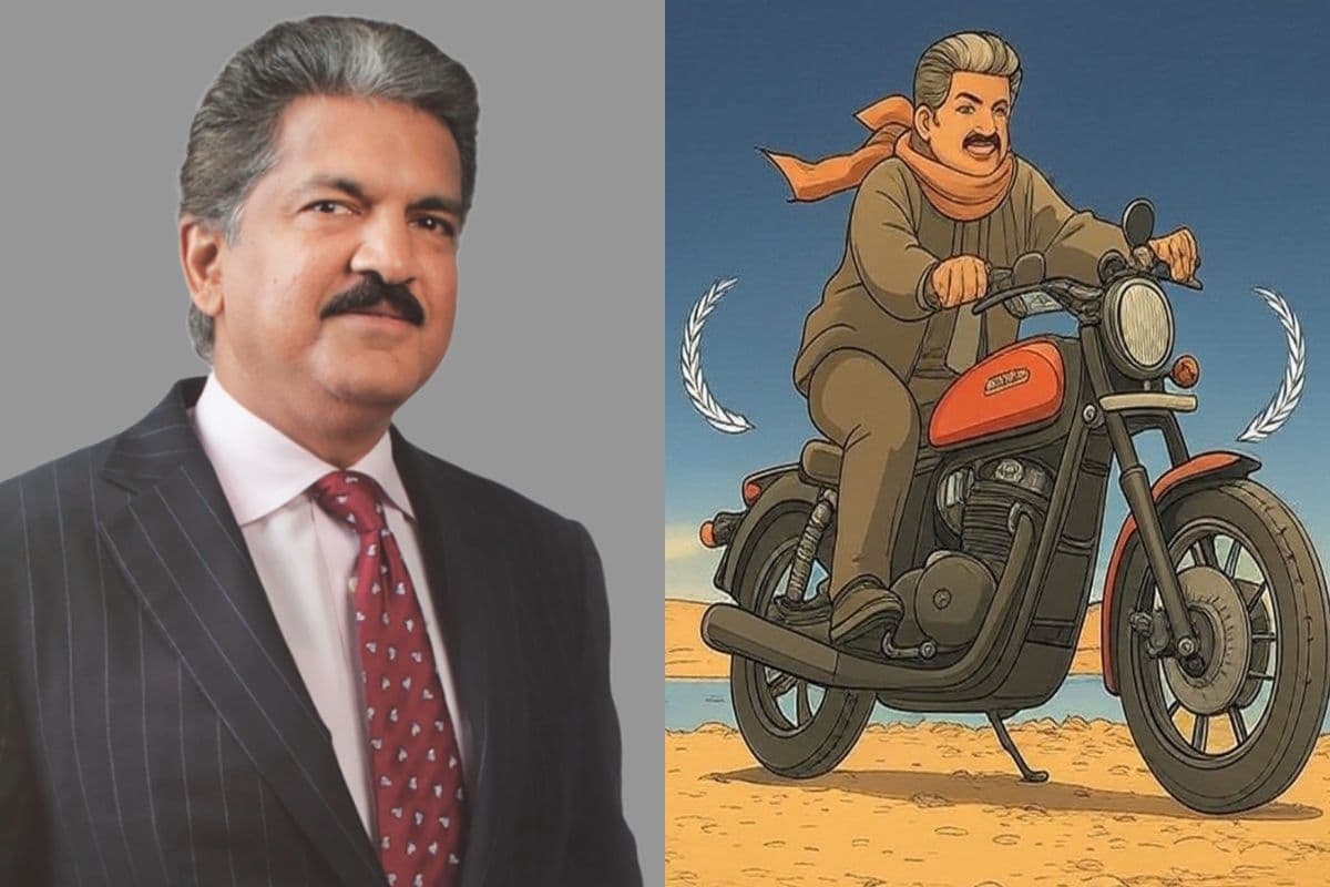 आनंद महिंद्रा ने भी Ghibli Art में दिखाई दिलचस्पी, खुद की बाइक सवार फोटो को X पर किया शेयर