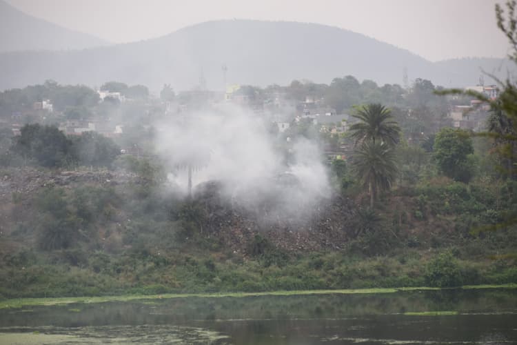 Jamshedpur news.कपाली नगर परिषद कचरा को करेगा शिफ्ट, आग पर नहीं पाया जा सका काबू, दलमा जंगल तक फैला धुआं