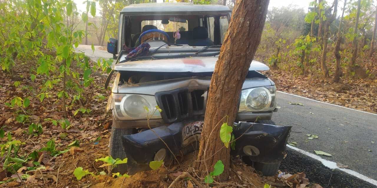 सखुआ पेड़ से टकरायी बोलेरो, चालक जख्मी