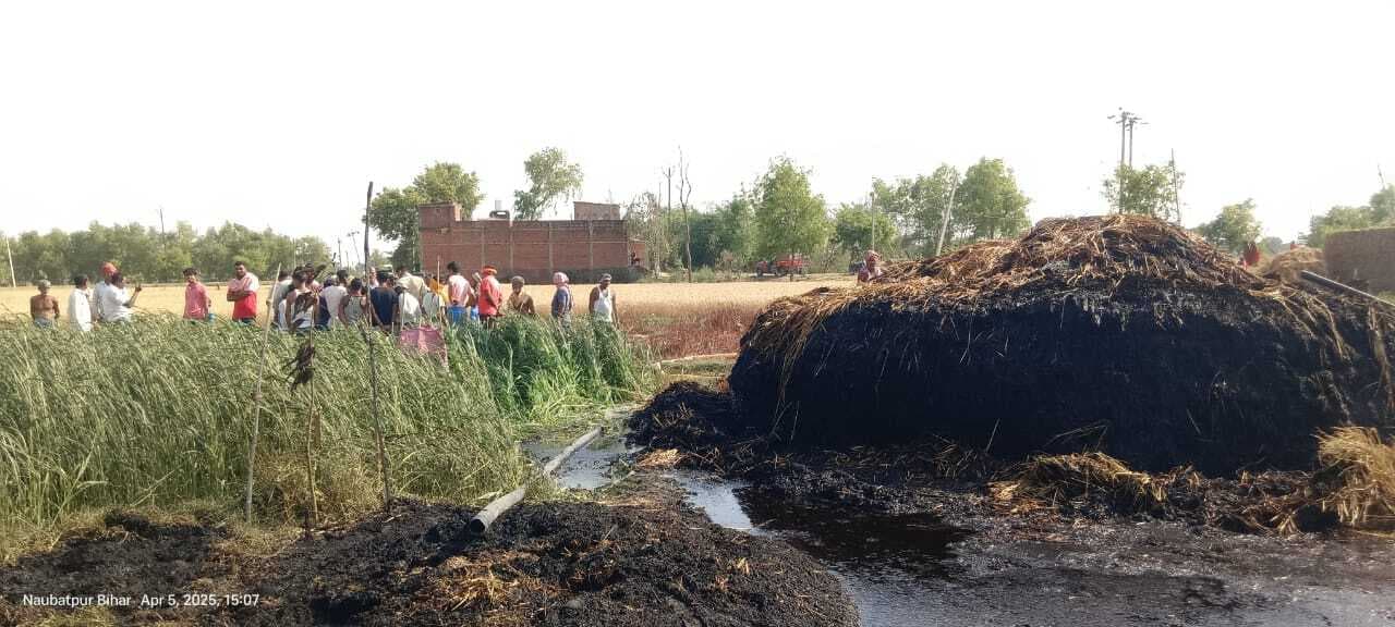 खेतों में लगी आग, नौ बीघे की गेहूं की फसल जलकर राख