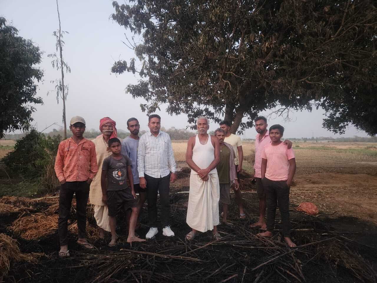 आग लगने से अरहर की फसल जली