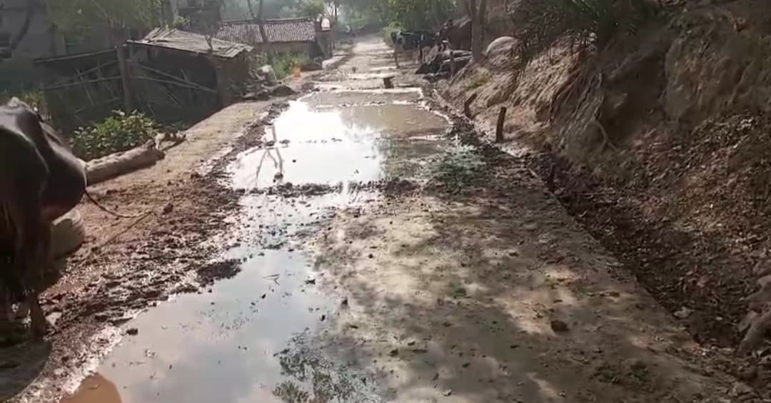 ढलाई के पांच दिन में सड़क से उखड़ने लगा गिट्टी व बालू