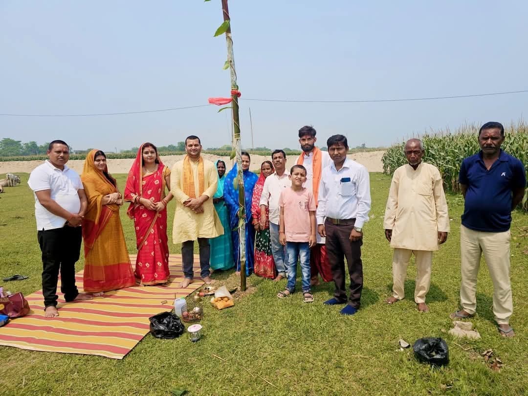 भागवत कथा को लेकर किया गया भूमि पूजन