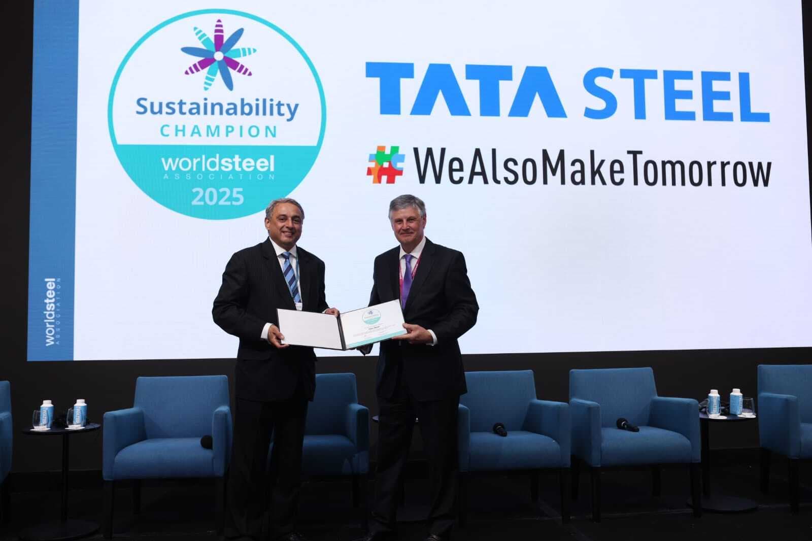 Jamshedpur news. टाटा स्टील को वर्ल्ड स्टील ने लगातार आठवें वर्ष 2025 स्टील सस्टेनेबिलिटी चैंपियन के रूप में किया सम्मानित