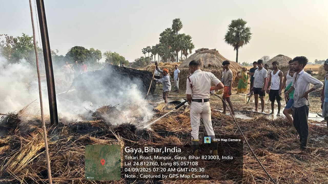 बारा में शॉर्ट सर्किट से लगी आग, नेवारी के पुंज व गेहूं के बोेझे जले