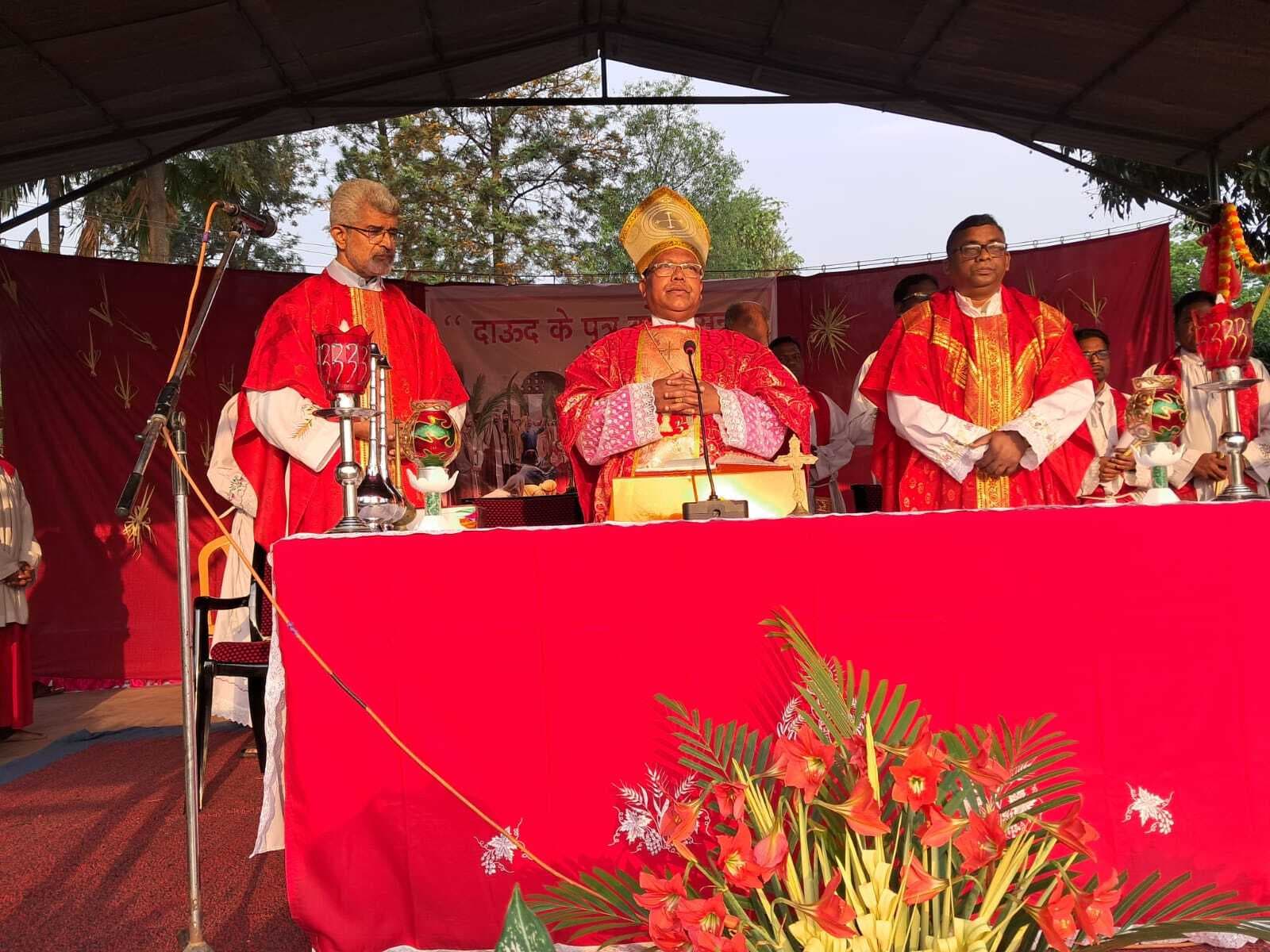 हॉली क्रॉस से खजूर की डालियों के साथ निकली यात्रा