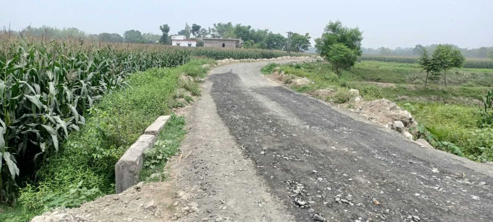 सड़क निर्माण में लापरवाही बरतने का आरोप, ग्रामीणों ने की जांच की मांग