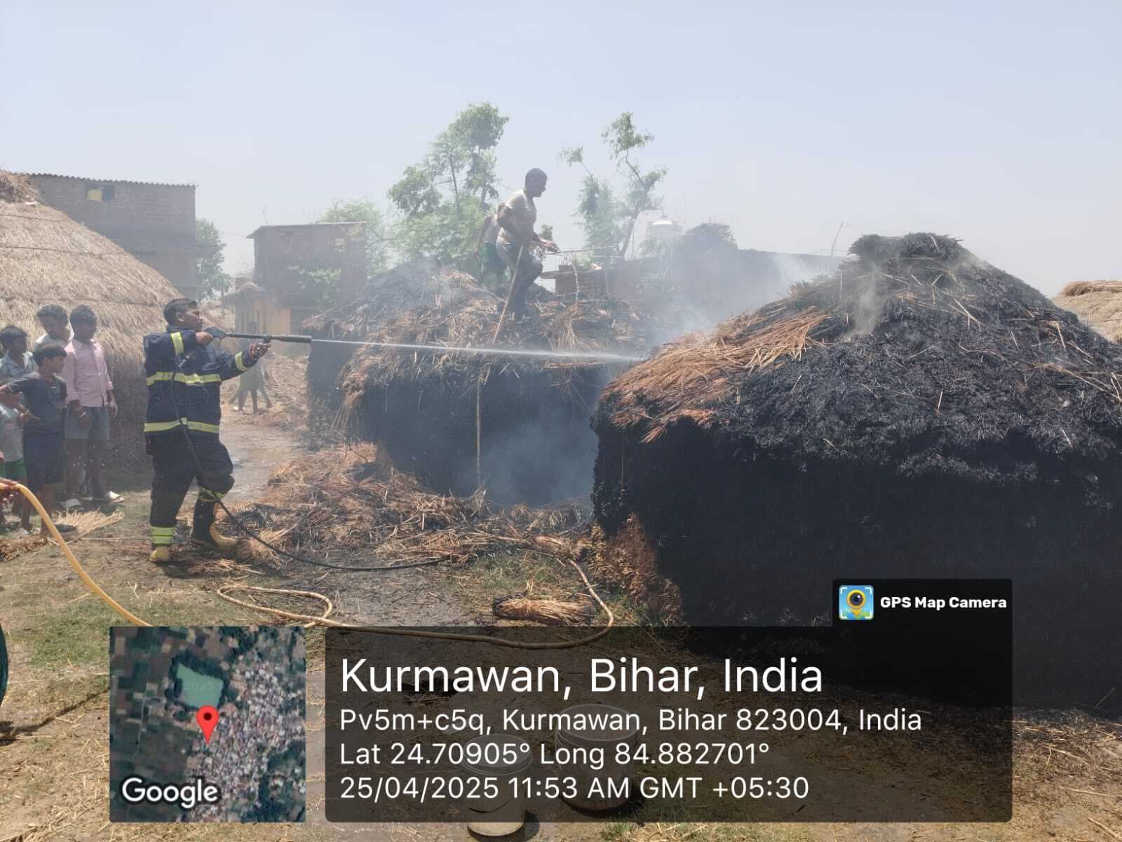 कुरमावां में 18 बीघे में लगी गेहूं की फसल जली