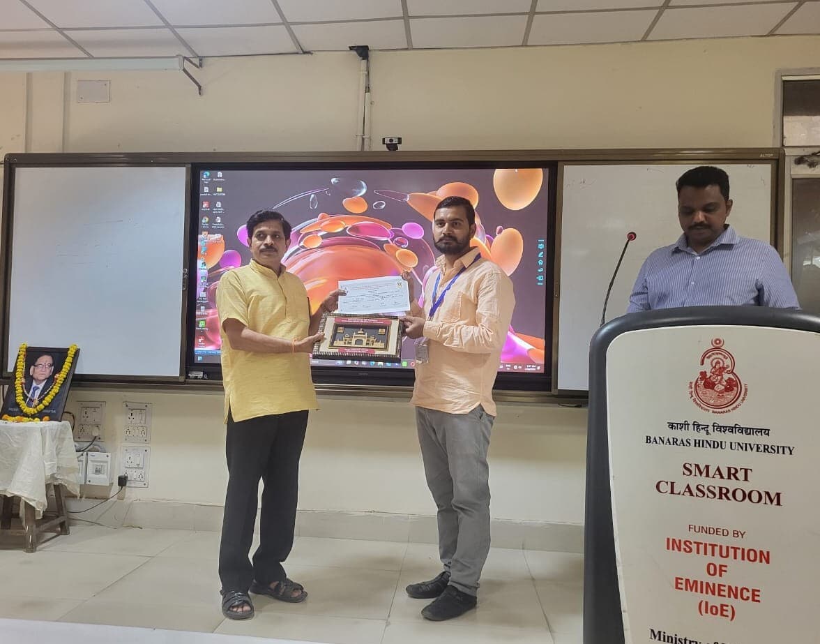 सीयूएसबी के पीएचडी स्कॉलर को मिला सर्वश्रेष्ठ प्रस्तुतीकरण पुरस्कार