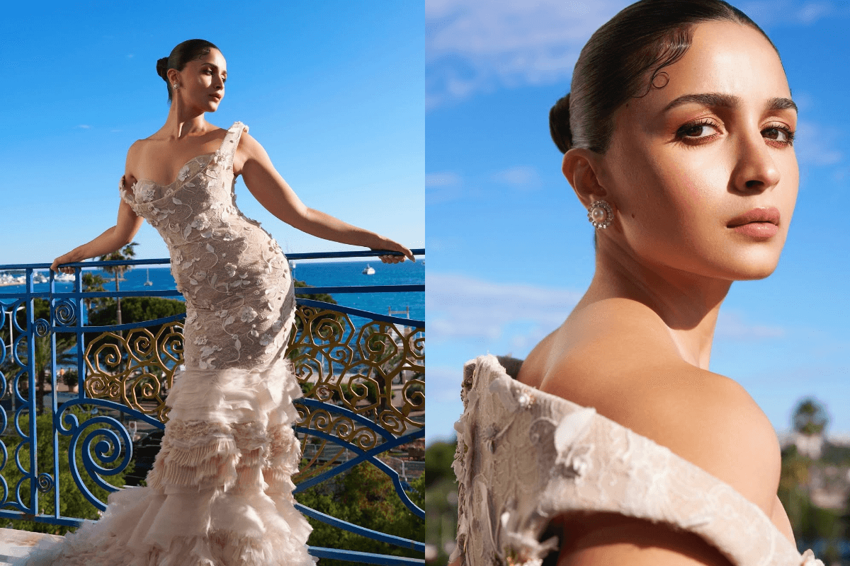 Cannes 2025: सफेद फूलों से सजी गाउन के साथ आलिया ने लगाया काला टीका, वायरल हुई तस्वीरें