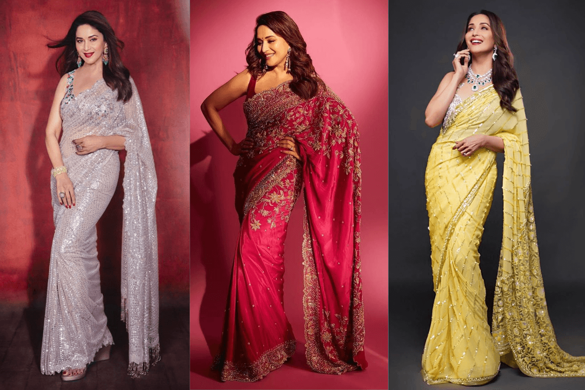 Madhuri Dixit Saree Look: माधुरी दीक्षित के 10 आइकॉनिक साड़ी लुक्स जो हर मौके के लिए परफेक्ट हैं