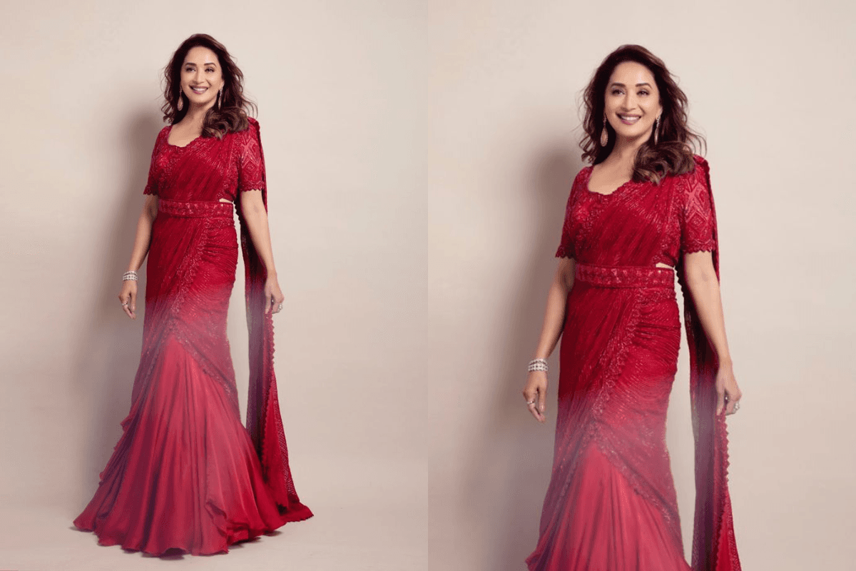 Madhuri Dixit Modern Pre-Draped Saree Look